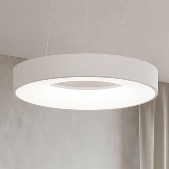 Lampadario moderno bianco cerchio 38cm bianco led 30w 3000k