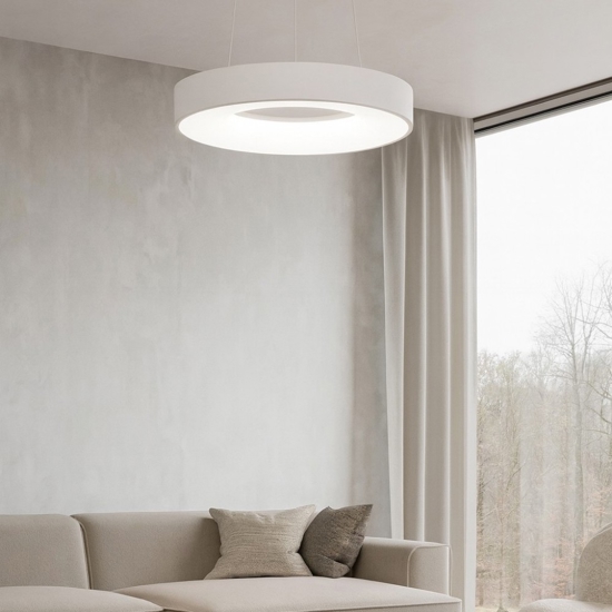 Lampadario moderno bianco cerchio 38cm bianco led 30w 3000k