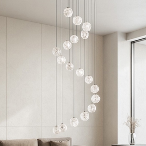 Visualizza i dettagli per Lampadario per salone moderno pendenti vetgri a grappolo Lampadario per salone moderno pendenti vetgri a grappolo