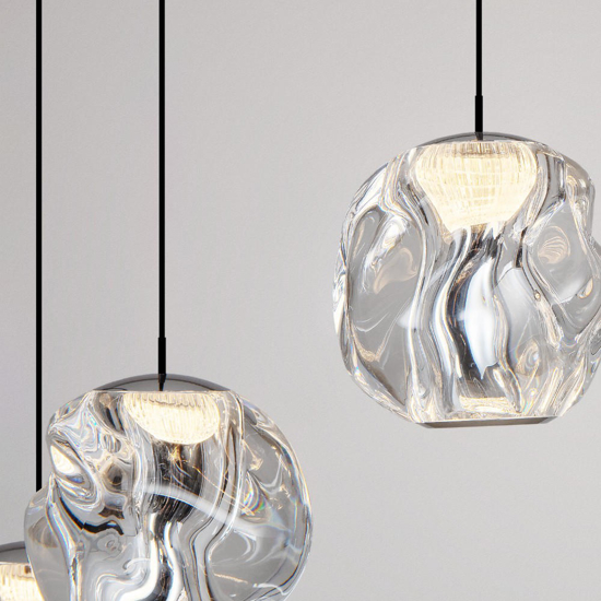 Lampadario per salone moderno pendenti vetgri a grappolo