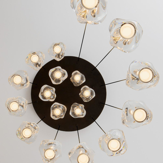 Lampadario per salone moderno pendenti vetgri a grappolo