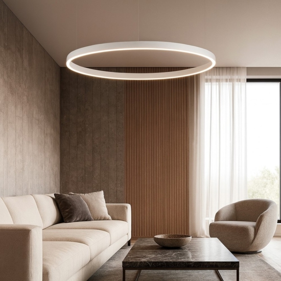 Lampadario cerchio 150cm bianco led 2700k a 6000k dimmerabile