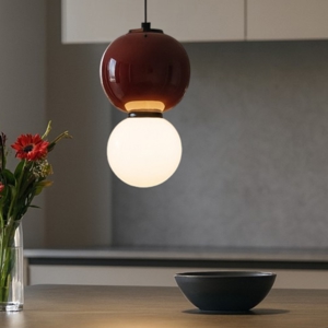 Visualizza i dettagli per Lampada a sospensione da cucina bordeaux diametro 18cm led 3000k Lampada a sospensione da cucina bordeaux diametro 18cm led 3000k