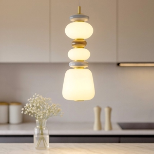 Visualizza i dettagli per Lampada a sospensione da cucina design originale in porcellana e vetro Lampada a sospensione da cucina design originale in porcellana e vetro