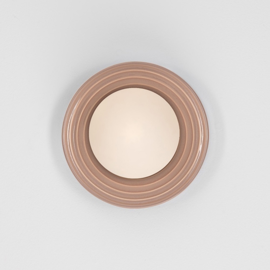Applique da bagno circolare ip44 in porcellana e vetro opalino