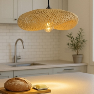 Lampada a sospensione per isola cucina in bambu'