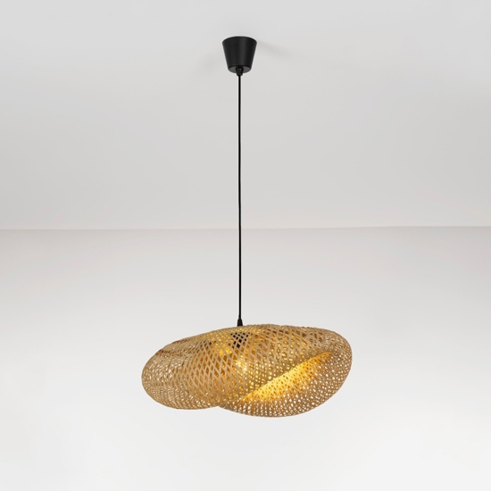 Lampadario per tavolo cucina design rustico in bambu' diametro 62cm