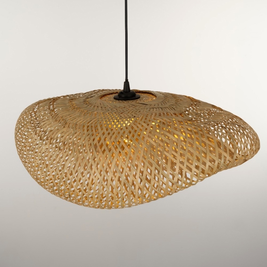 Lampadario per tavolo cucina design rustico in bambu' diametro 62cm