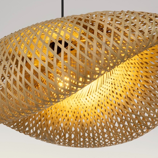 Lampadario per tavolo cucina design rustico in bambu' diametro 62cm