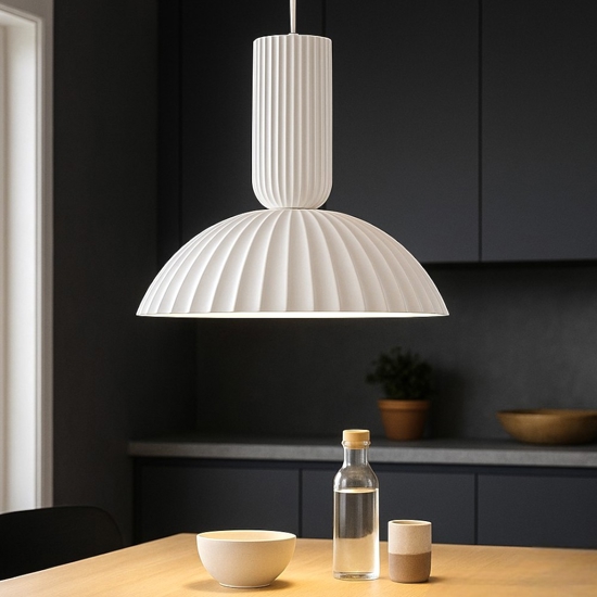 Lampadario per cucina moderna con paralume circolare in gesso