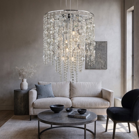 Ideal lux evasione sp8 lampadario di cristalli pendenti per sala da pranzo