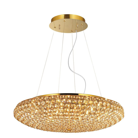 Lampadario contemporaneo di cristallo oro king sp12 ideal lux