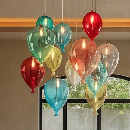 Ideal lux clown color lampadario palloncini vetro colorati