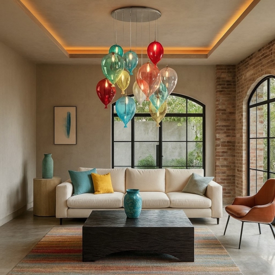Ideal lux clown color lampadario palloncini vetro colorati