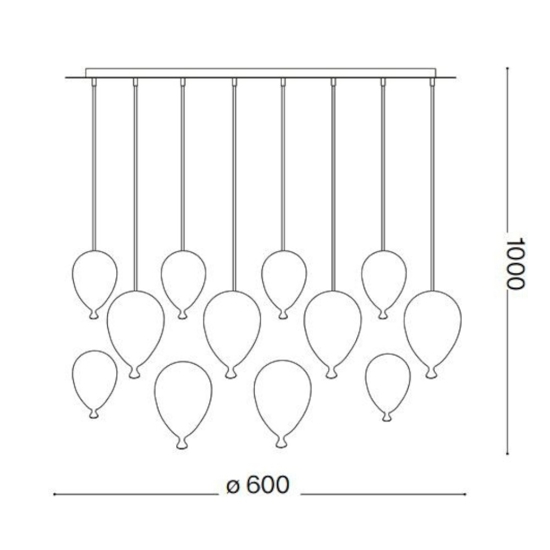 Ideal lux clown color lampadario palloncini vetro colorati