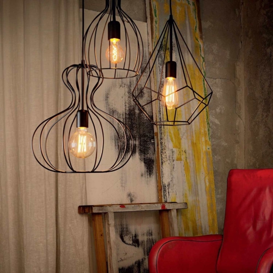 Lampadario ampolla-4 sp1 nero ideal lux moderno