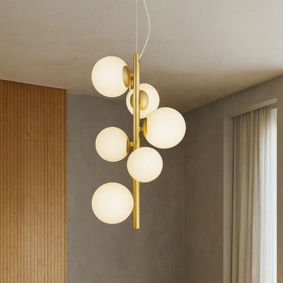 Perlage sp6 ideal lux lampadario bianco oro