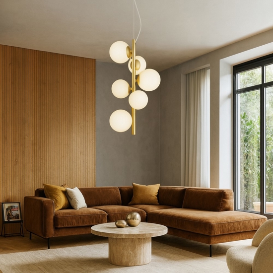 Perlage sp6 ideal lux lampadario bianco oro