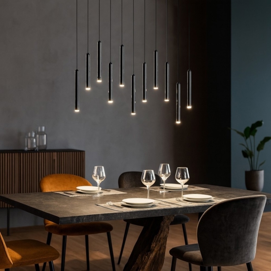Lampadario nero per soggiorno moderno led 3000k 27w