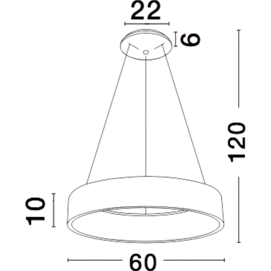 Lampadario cerchio led 56w 3000k 60cm grigio moderno