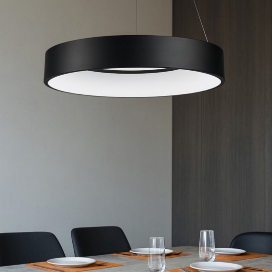 Lampadario nero cerchio 60cm moderno led 42w 3000k