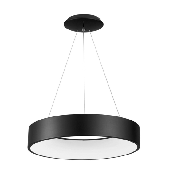 Lampadario nero cerchio 60cm moderno led 42w 3000k