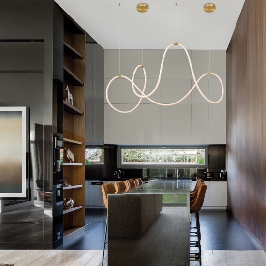 Lampadario oro tubo led silicone moderna
