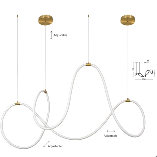 Lampadario oro tubo led silicone moderna