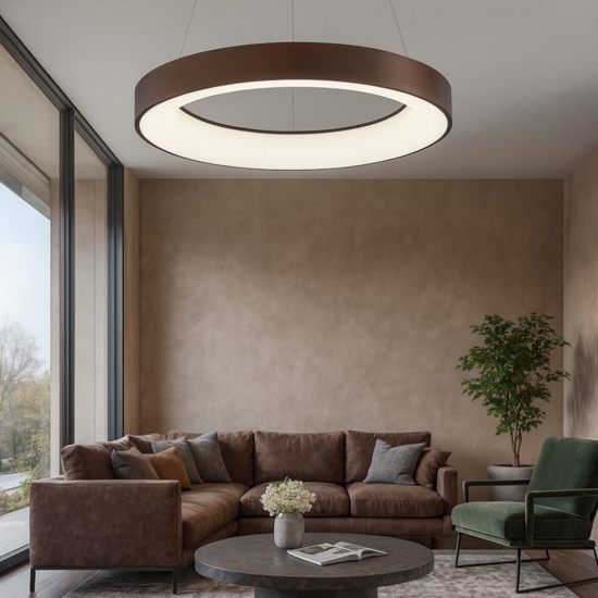 Lampadario cerchio 60cm marrone led 3000k dimmerabile