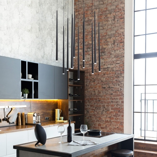 Lampadario nero design pendenti led per soggiorno moderno