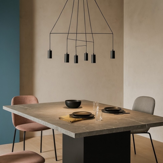 Lampadario moderno per tavolo soggiorno fili nero