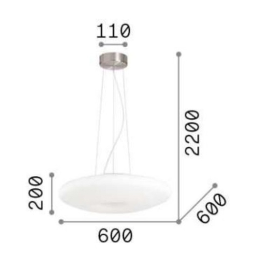 Glory sp5 d60 ideal lux lampadario moderno per soggiorno vetro bianco 60cm