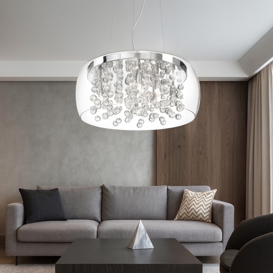 Audi80 sp8 ideal lux lampadario moderno per soggiorno vetro trasparente
