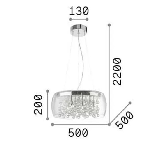 Audi80 sp8 ideal lux lampadario moderno per soggiorno vetro trasparente