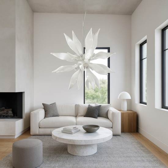 Ideal lux leaves sp8 lampadario per soggiorno design moderno