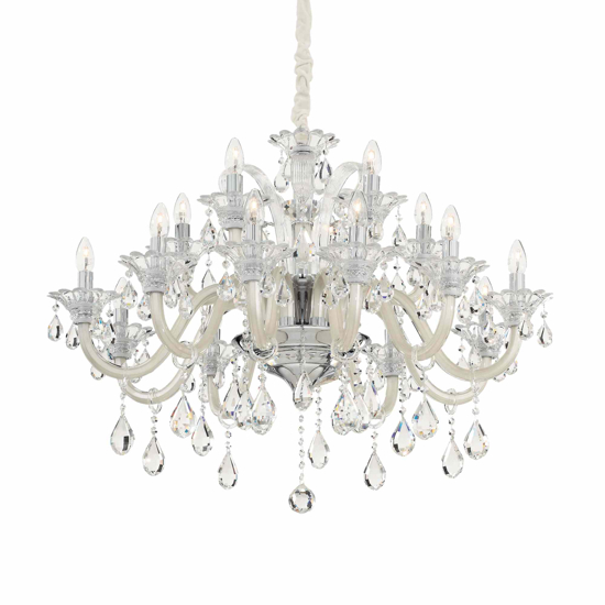 Colossal sp15 ideal lux lampadario di cristallo 15 luci goccia trasparente