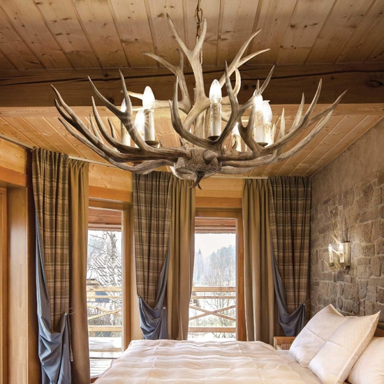Ideal lux chalet sp8 lampadario per rifugio casa di montagna 8 luci