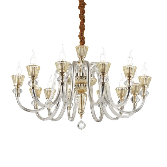 Strauss sp12 lampadario di cristallo 12 bracci goccia ambra e oro rosa
