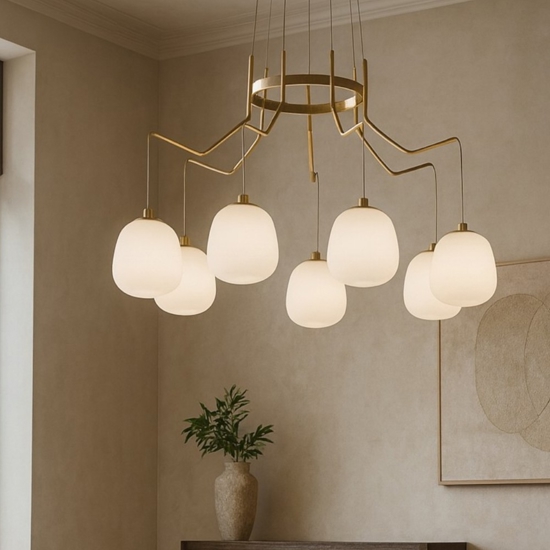 Karousel ideal lux lampadario moderno oro sp6 luci per soggiorno