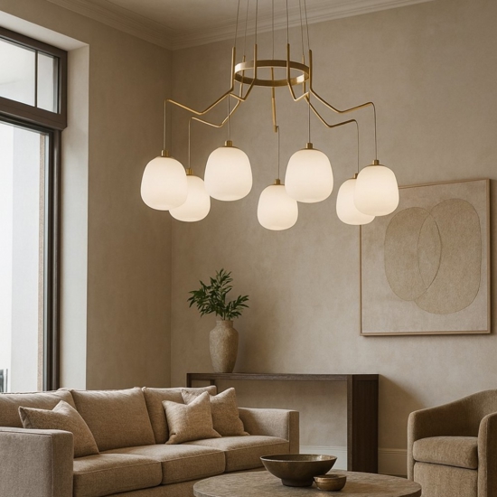 Karousel ideal lux lampadario moderno oro sp6 luci per soggiorno