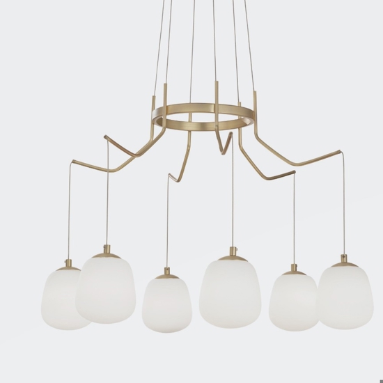 Karousel ideal lux lampadario moderno oro sp6 luci per soggiorno