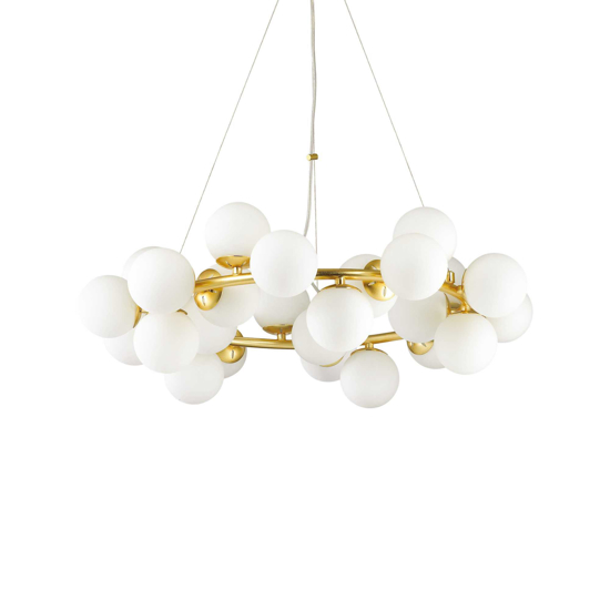 Ideal lux dna sp25  lampadario moderno per salotto 25 luci sfere vetro