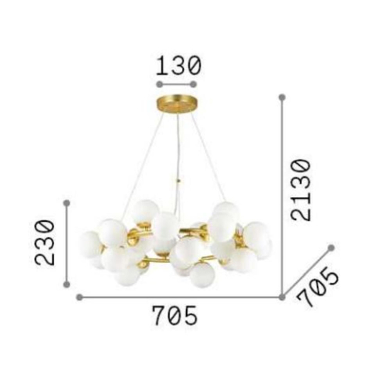 Ideal lux dna sp25  lampadario moderno per salotto 25 luci sfere vetro