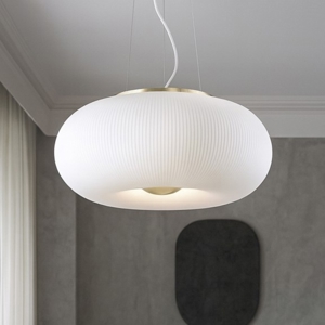 Visualizza i dettagli per Ideal lux arizona sp5 lampadario soggiorno vetro bianco rigato Ideal lux arizona sp5 lampadario soggiorno vetro bianco rigato