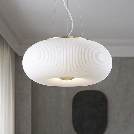 Ideal lux arizona sp5 lampadario soggiorno vetro bianco rigato