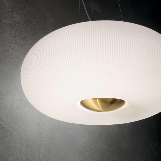 Ideal lux arizona sp5 lampadario soggiorno vetro bianco rigato