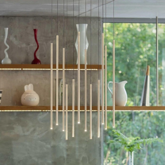Ideal lux filo lampadario sp12 design moderno ottone led 19w 3000k
