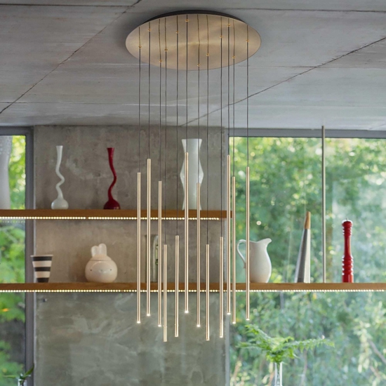 Ideal lux filo lampadario sp12 design moderno ottone led 19w 3000k