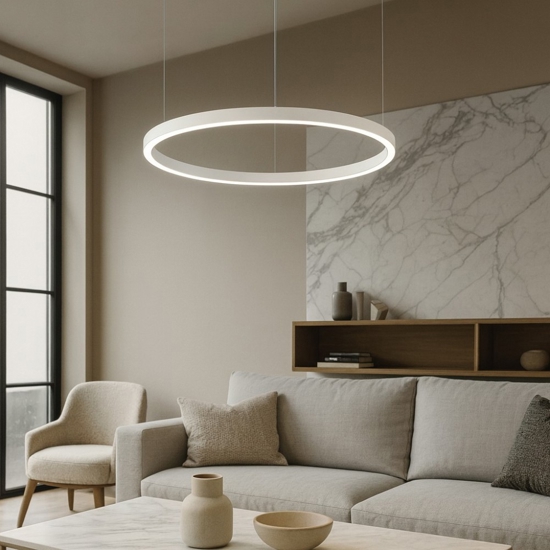 Lampadario ideal lux oracle slim sp d050 round bianco led 32w 4000k per soggiorno