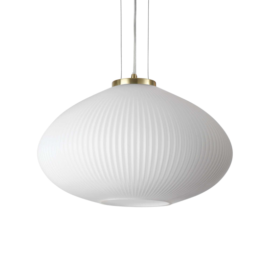 Plisse sp1 d45 ideal lux lampadario sfera di vetro bianco